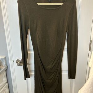 Express Dark Olive Long Sleeve Dress